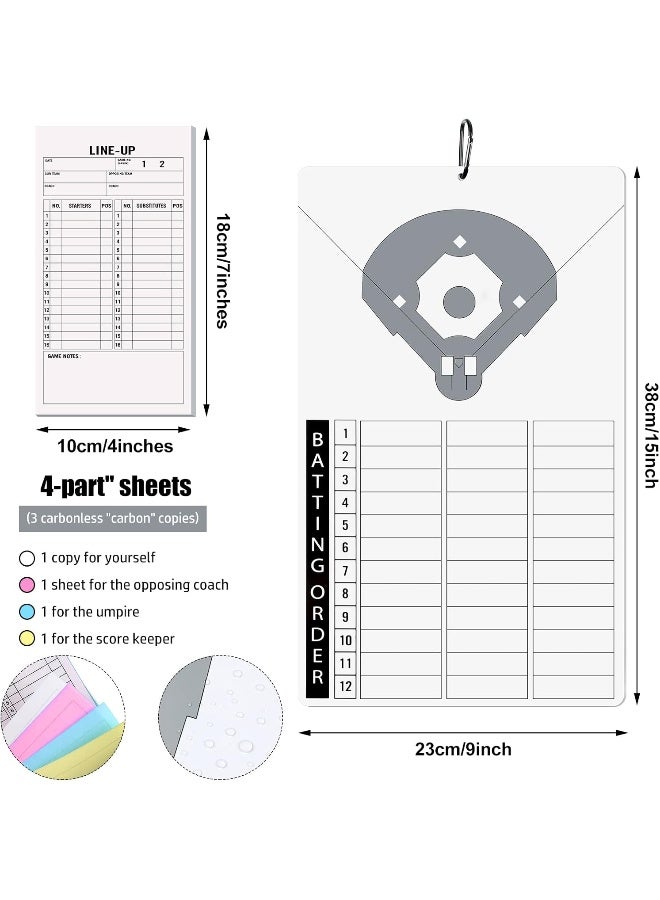 Eersida Baseball Coaches Clipboard and 24 Pack Baseball and Softball Lineup Cards  - Image 4