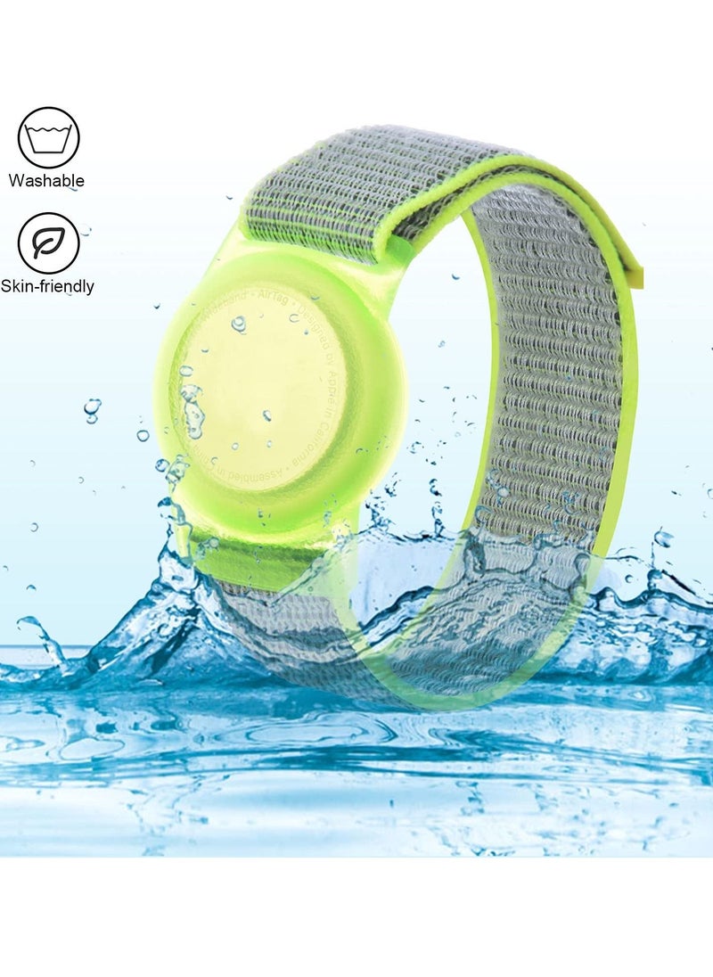 Y&D - Kids Wrist Strap for Apple AirTag Adjustable with Nylon Holder Protector Breathable Anti-Loss Bracelet Toddler Child Elderly (Yellow) - Image 1