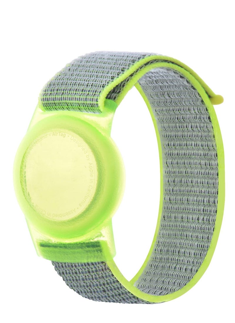 Y&D - Kids Wrist Strap for Apple AirTag Adjustable with Nylon Holder Protector Breathable Anti-Loss Bracelet Toddler Child Elderly (Yellow) - Image 1
