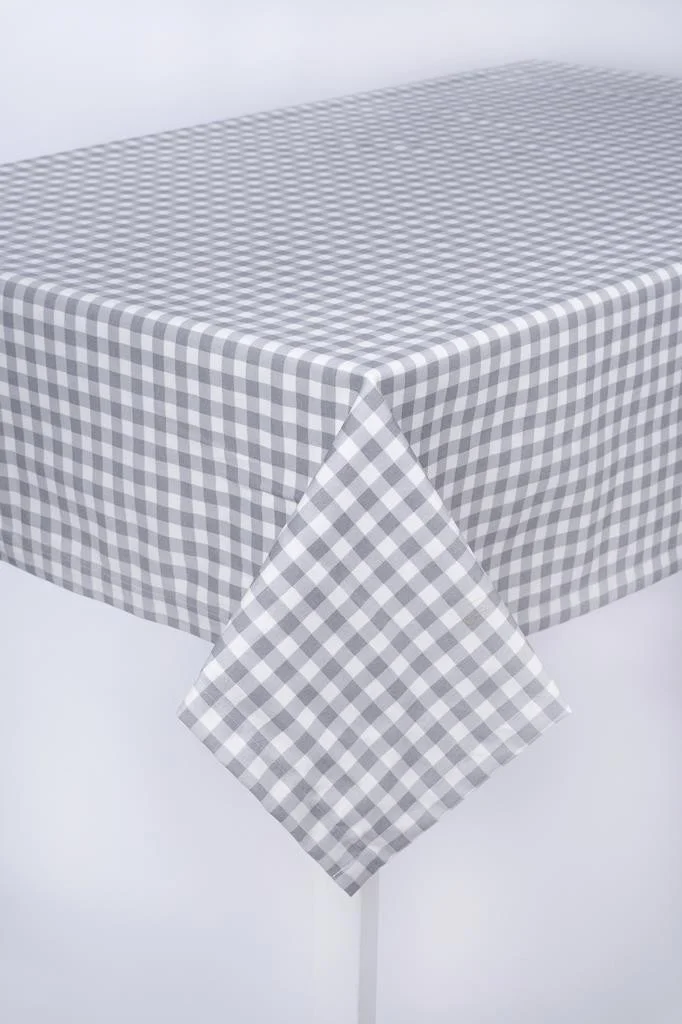 Altın Pamuk Gold Cotton Luxury Linen Fabric Tablecloth Stain Resistant Optional Ad Gingham Gray