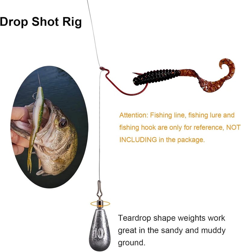 THKFISH Fishing Weights Sinkers Set, 60PCS Fishing Sinker Drop Shot Weights Kit,Drop Shot Rig Wacky Hooks for Saltwater Freshwater Bass Fishing - Image 2