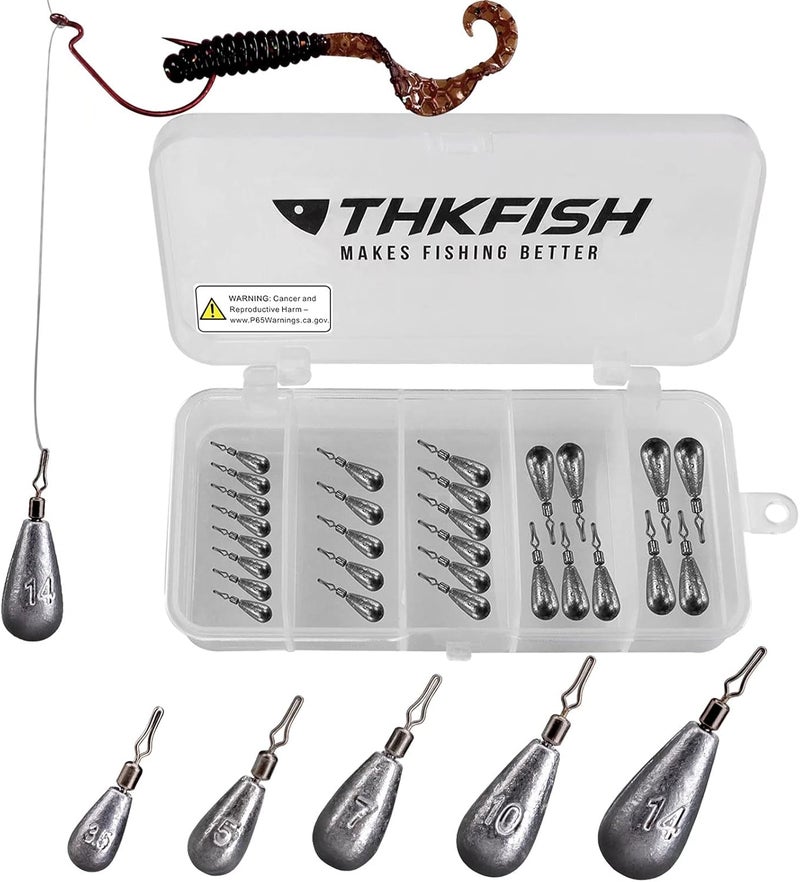 THKFISH Fishing Weights Sinkers Set, 60PCS Fishing Sinker Drop Shot Weights Kit,Drop Shot Rig Wacky Hooks for Saltwater Freshwater Bass Fishing - Image 1