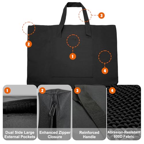 Cupohus Waterproof Art Portfolio Bag 20" x 26" for 18" x 24" Artworks with Outer Pockets and Handle, Student Carrying Storage Bag - Image 2