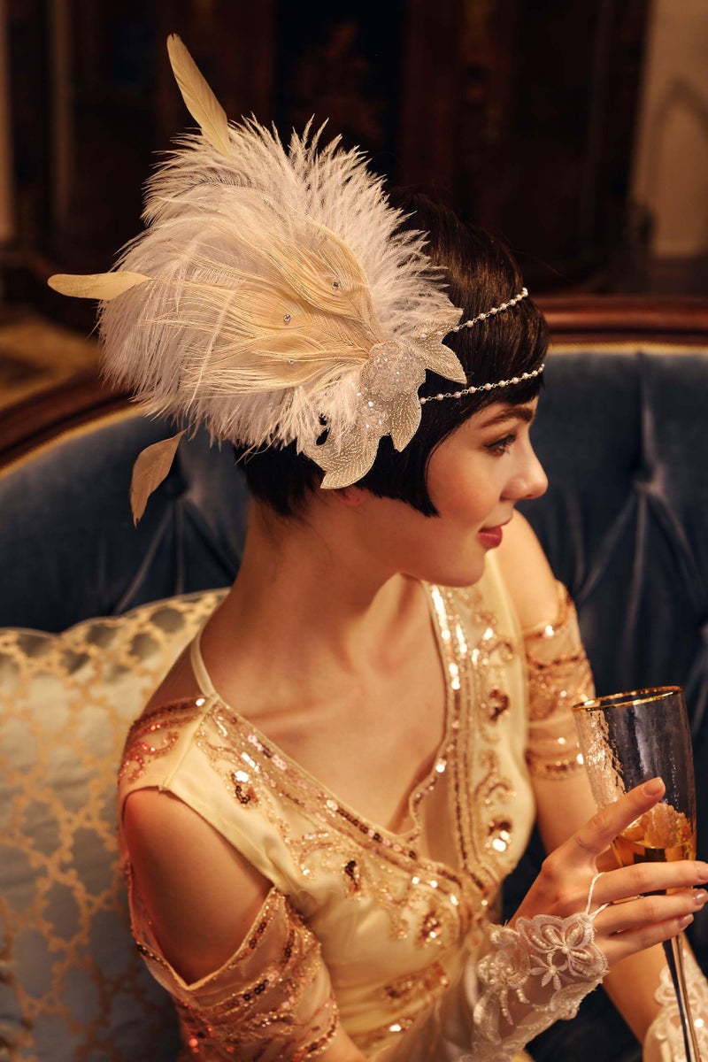 BABEYOND Art Deco 1920s Flapper Headpiece Roaring 20s Great Gatsby Feather Headband 1920s Flapper Gatsby Accessories - Image 4