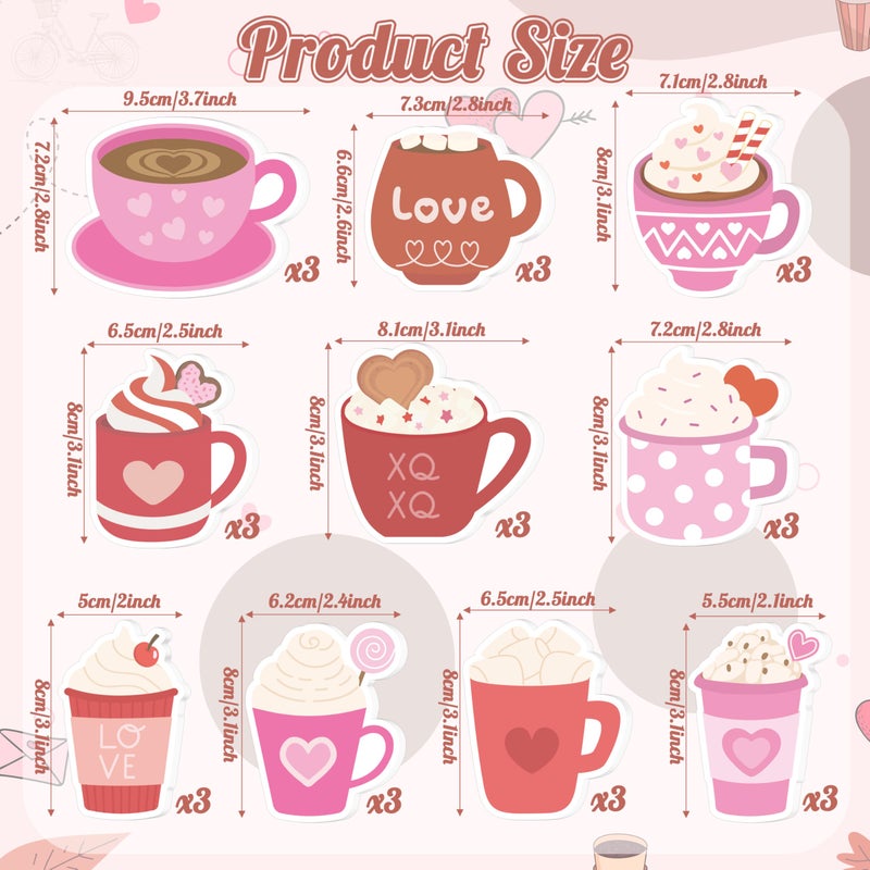 Xqumoi 30 Pack Valentine's Day Coffee Cup Sticky Notes - Heart Self Sticky Notepads Writing Memo Pads for Coffee Lover Gift Wedding Anniversary Office School Supplies Party Favors Goodies Bag Fillers - Image 2
