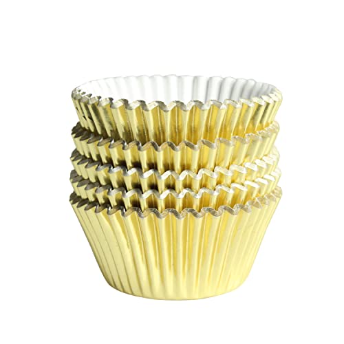 MEETINGU Gold-Foil Cupcake-Liners Paper-Baking-Cupcake,for Birthday Parties, Weddings,Standard Sized(pack of 100） … - Image 1