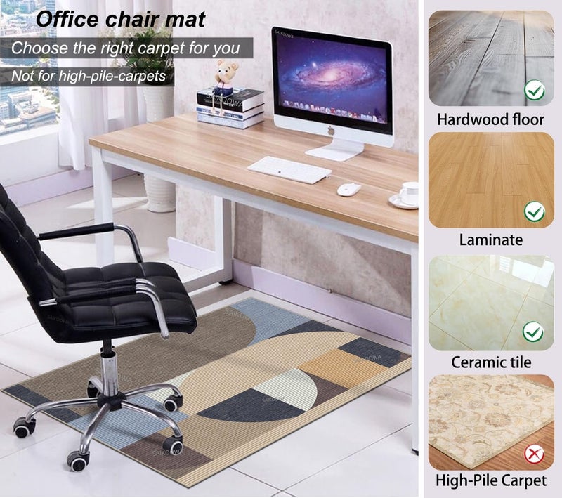 SAIKOOWA Chair Mat for Hardwood Floor,48"*36" Under Desk Mat for Rolling Computer Chair &Low Pile Carpet Floor,Anti-Slip Floor Protector for Home Office Leisure Time - Image 3