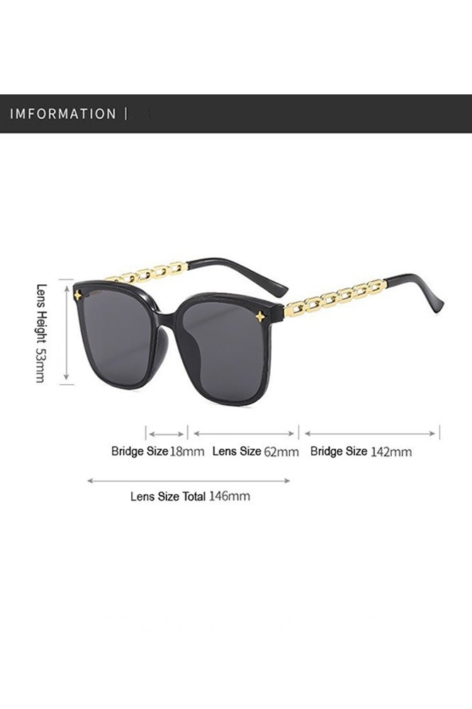 نظارات شمسية كلاسيكية بحماية من الأشعة فوق البنفسجية 400، نظارات شمسية للجنسين، خفيفة الوزن، عصرية، بإطار كامل، مناسبة للسفر في الهواء الطلق (أسود وذهبي) - Image 3