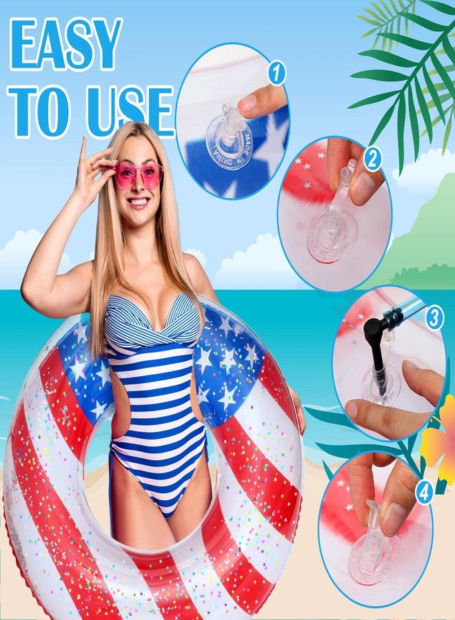 ShinyRelief 8 Pack American Flag Inflatable Swim Rings 30 Inch Patriotic Pool Floaties with Sparkle Confetti for 4th of July Summer Parties(American Flag Style) - Image 5