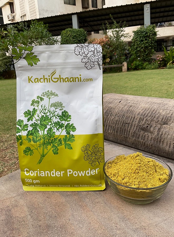 KachiGhaani.com Stone Ground Coriander Powder | Handmade & Premium Quality | Finest Quality | 100% Natural & Fresh | 500g Pouch - Image 1