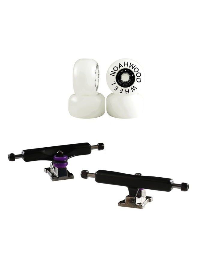NOAHWOOD DIY Pro Fingerboard Truck 35mm (Silver Baseplate and Black Hanger) Ark Truck+Ice Wheel - Image 1
