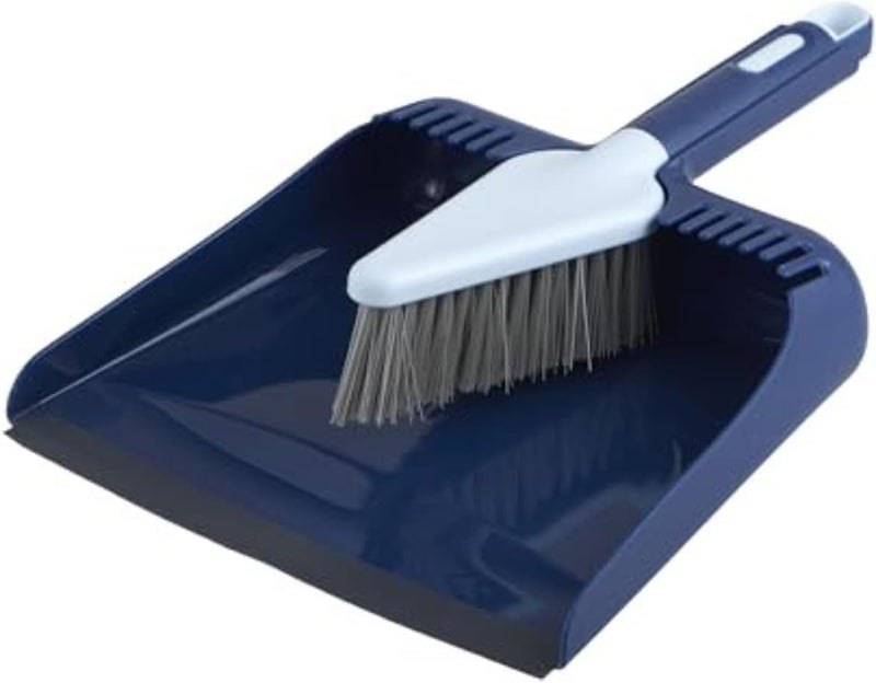 Casabella Wayclean Handheld Angled, Medium, Grey Dustpan and Brush Set, Green and Taupe - Image 1