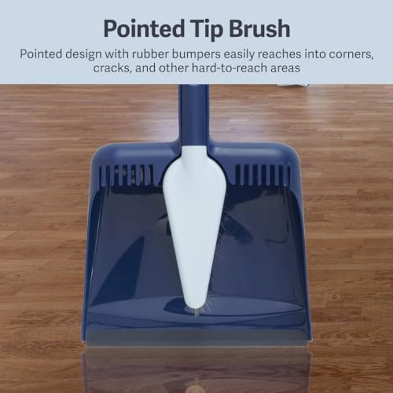 Casabella Wayclean Handheld Angled, Medium, Grey Dustpan and Brush Set, Green and Taupe - Image 2