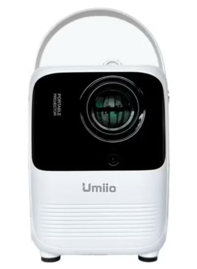 Umiio A008 Smart Projector – 1080P Full HD Portable Home Theater Projector with 5G Wi‑Fi & Bluetooth, Wireless Screen Casting, Android Smart Interface, High Brightness LED, Lightweight Compact Design for Movies, TV, Gaming – White
