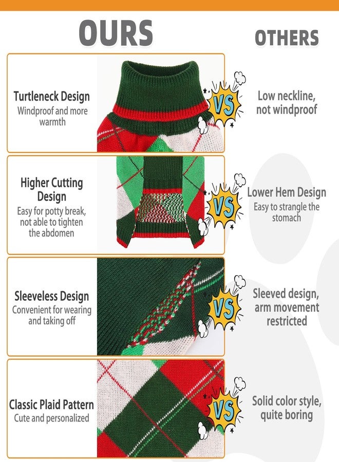 كولتيل كنزة عيد الميلاد للكلاب من كولتيل - كنزة كلاسيكية منقوشة برقبة عالية مع فتحة للربط، ملابس شتوية دافئة للكلاب الصغيرة والمتوسطة الحجم، مناسبة للقطط والجراء الذكور والإناث، باللونين الأحمر والأخضر، مقاس متوسط. - Image 5