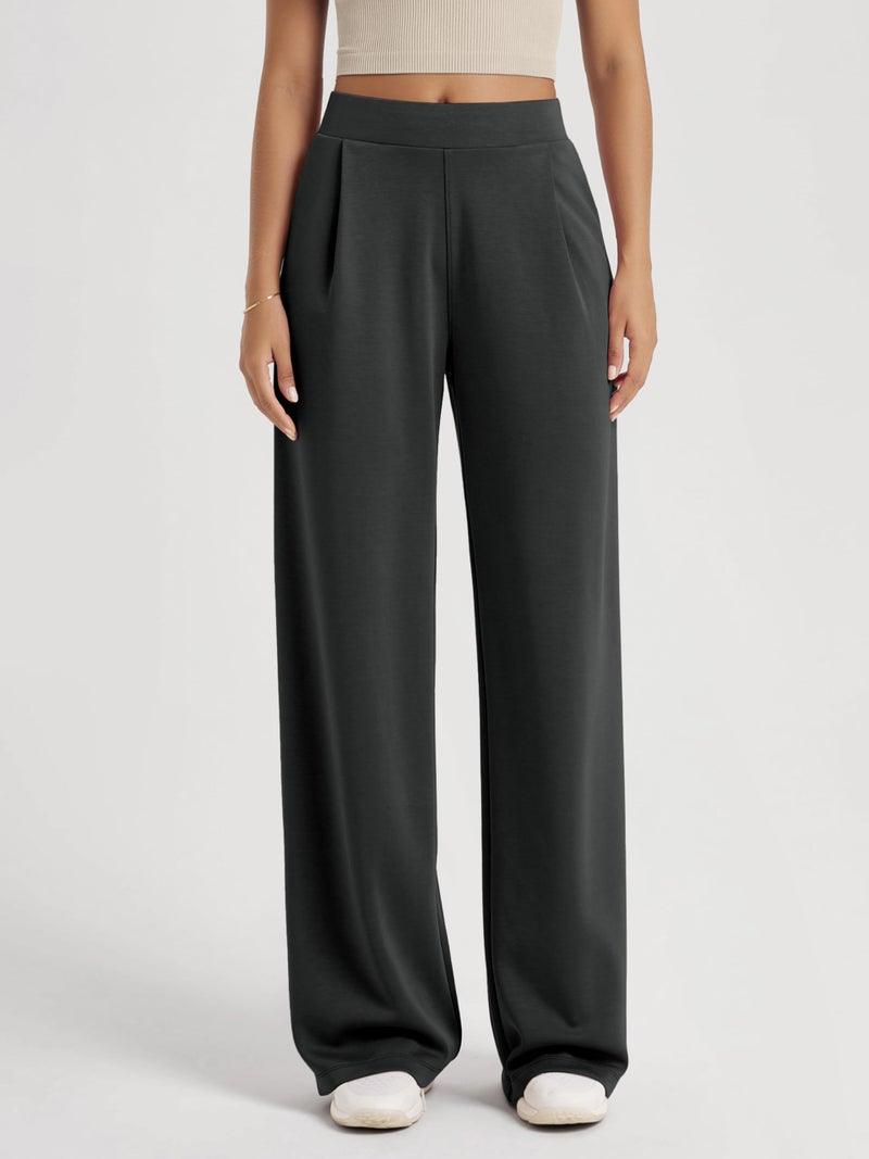 ODODOS Modal Soft Wide Leg Pants for Women High Waist Casual Relaxed Pants with Pockets, 31" Inseam, Black, Large - Image 2