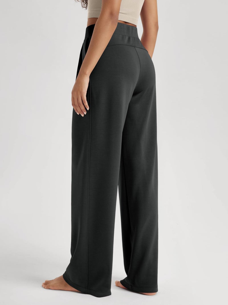 ODODOS Modal Soft Wide Leg Pants for Women High Waist Casual Relaxed Pants with Pockets, 31" Inseam, Black, Large - Image 3