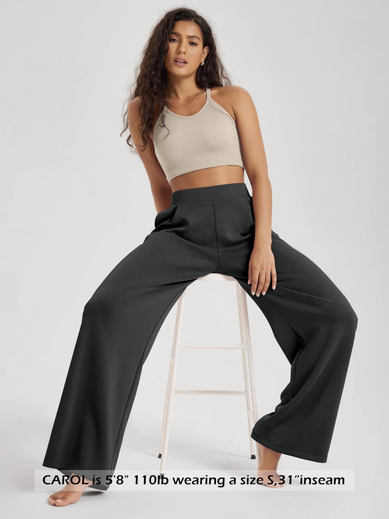 ODODOS Modal Soft Wide Leg Pants for Women High Waist Casual Relaxed Pants with Pockets, 31" Inseam, Black, Large - Image 4