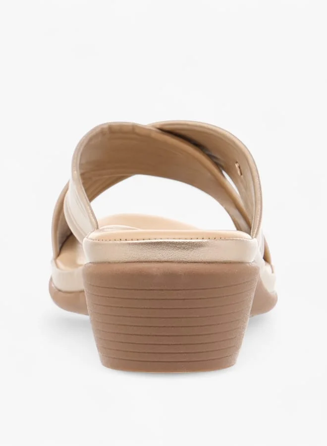 Flora Bella By Shoexpress Women Cross Strap Slip-On Sandals with Block Heel