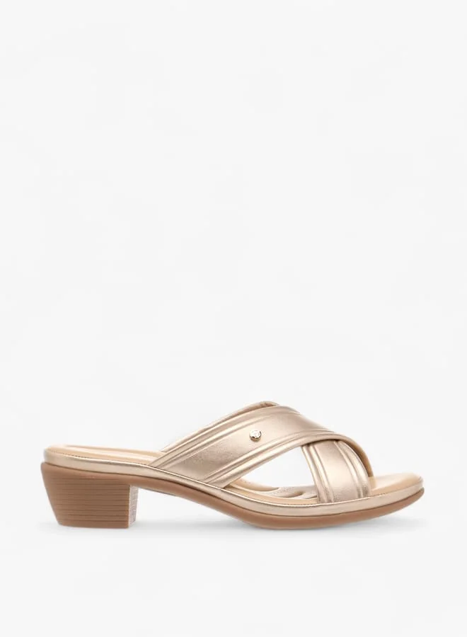 Flora Bella By Shoexpress Women Cross Strap Slip-On Sandals with Block Heel