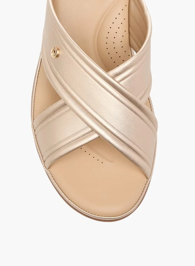 Flora Bella By Shoexpress Women Cross Strap Slip-On Sandals with Block Heel
