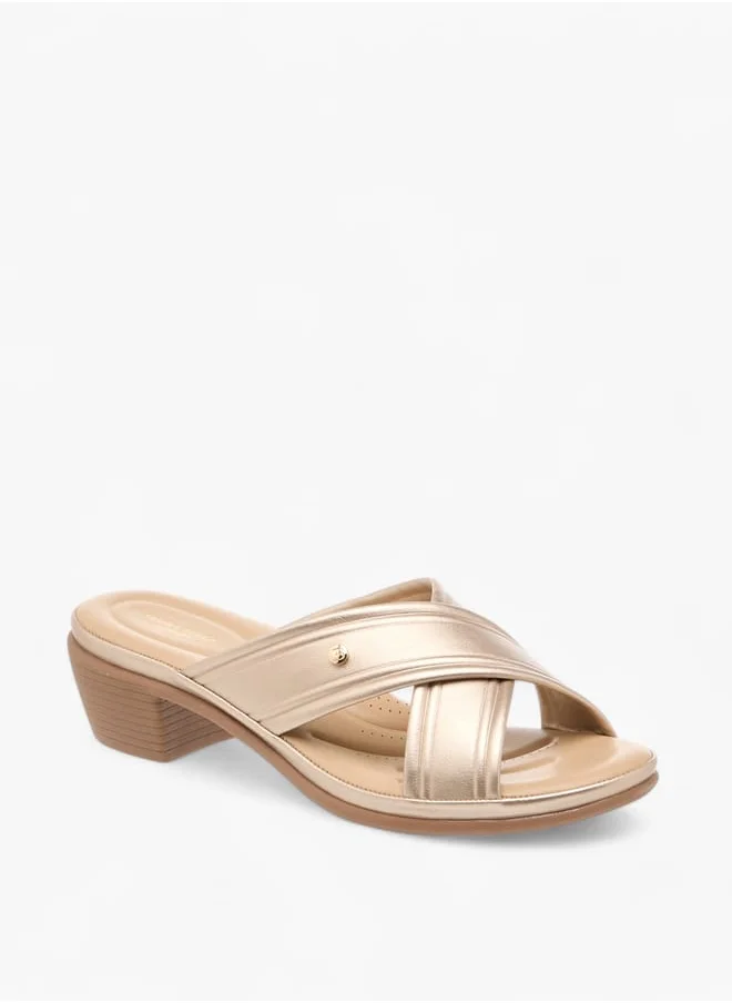 فلورا بيلا من شو إكسبرس Women Cross Strap Slip-On Sandals with Block Heel