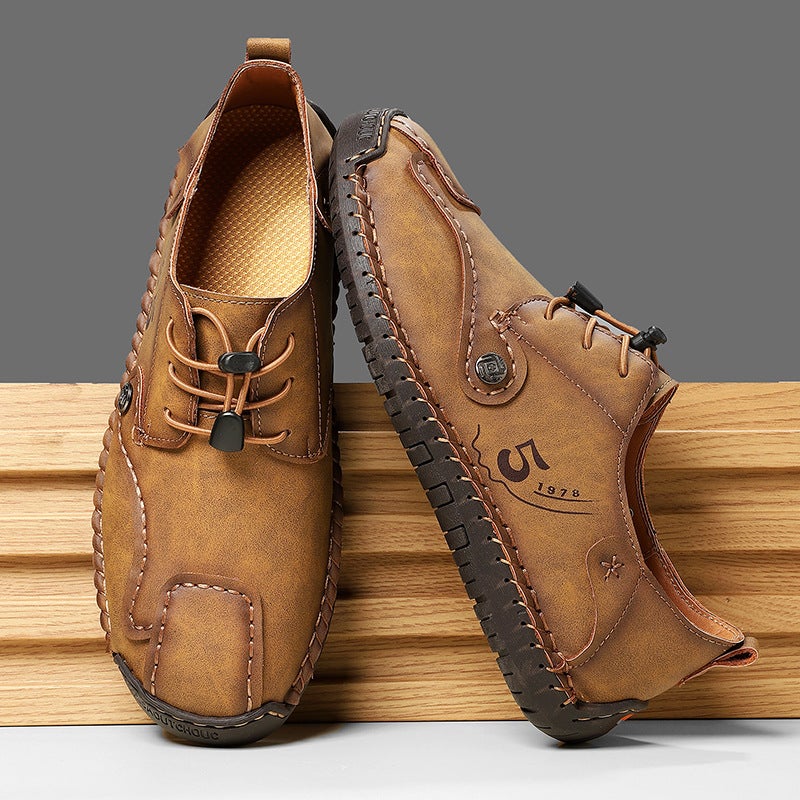 Large Size Men'S Shoes Spring And Autum New Fashion Versatile Outdoor Genuine Leather Soft Sole Casual Shoes Hand-Sewn Men'S Shoes - Image 3