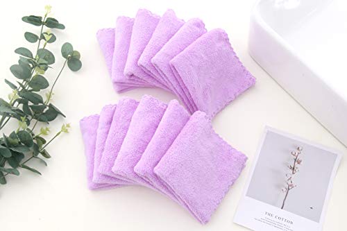 Spotted Play 12 Pack Baby Washcloths - Extra Absorbent and Soft Wash Clothes for Newborns, Infants and Toddlers - Suitable for Baby Skin and New Born - Microfiber Coral Fleece 12x12 Inches, Violet Purple - Image 4