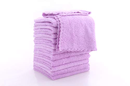 Spotted Play 12 Pack Baby Washcloths - Extra Absorbent and Soft Wash Clothes for Newborns, Infants and Toddlers - Suitable for Baby Skin and New Born - Microfiber Coral Fleece 12x12 Inches, Violet Purple - Image 2