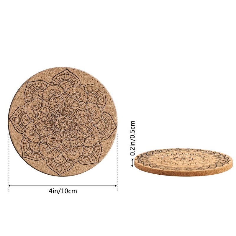 Soleebee Cork Coasters for Drinks  Reusable Cup Mat Round Cork Coasters Set for Home  Office  Bar  Restaurant - 4 Inches (Pack of 9) - Image 2