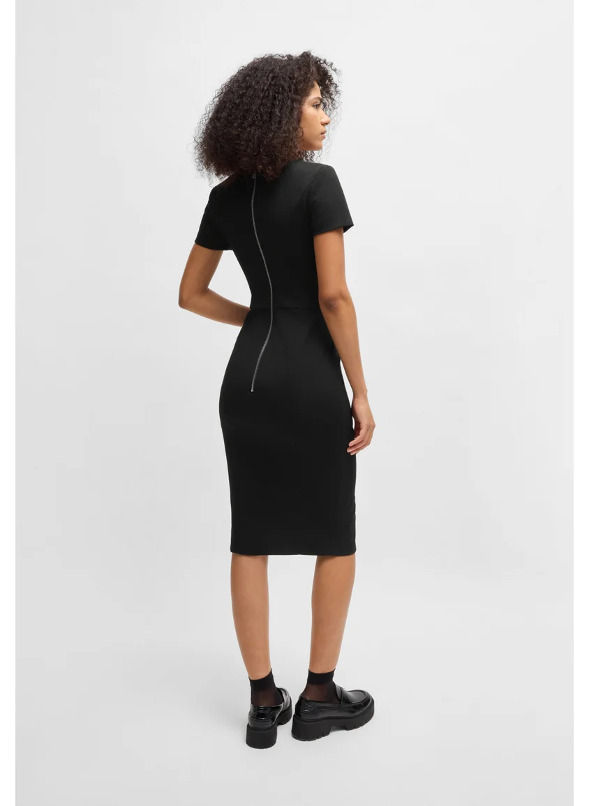 هوجو V-neck slim-fit midi dress in stretch fabric