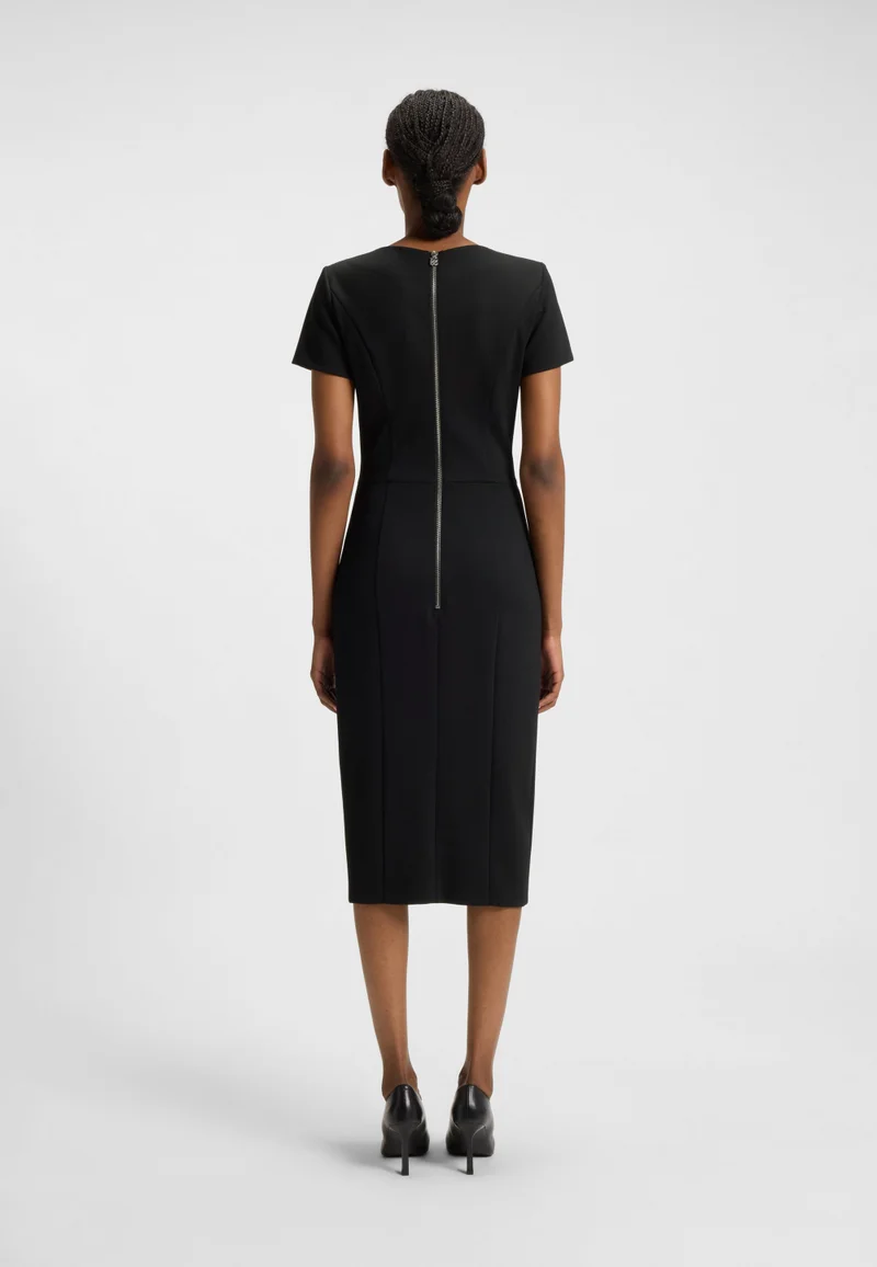 HUGO V-neck slim-fit midi dress in stretch fabric