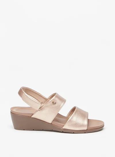 Le Confort Women Textured Wedge Heel Sandals with Hook and Loop Closure