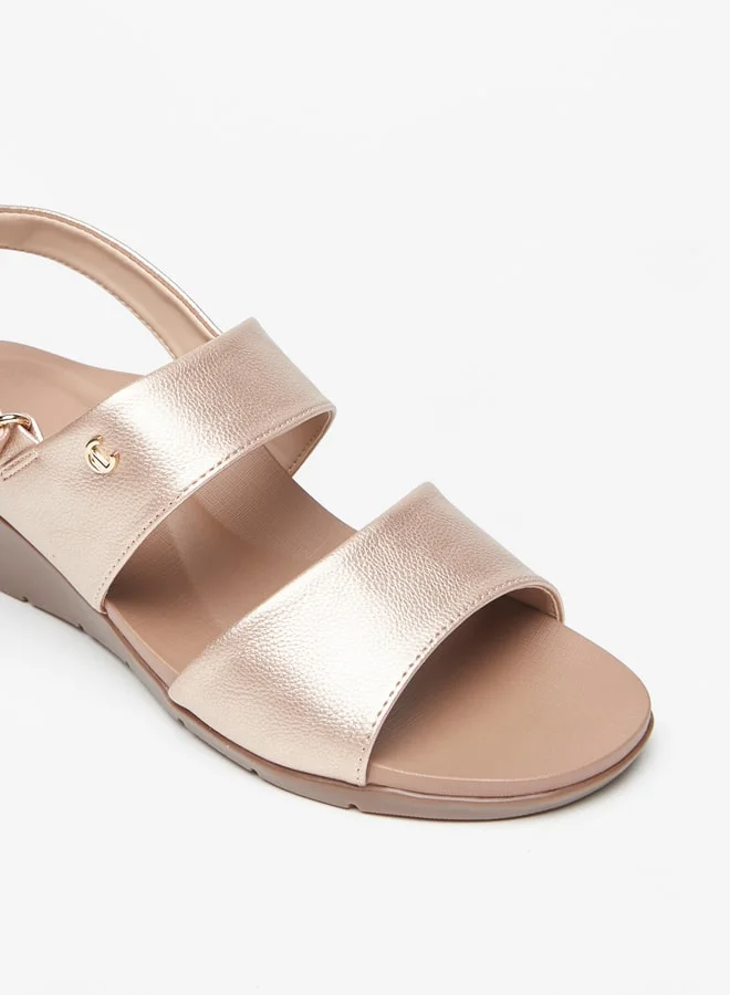 Le Confort Women Textured Wedge Heel Sandals with Hook and Loop Closure