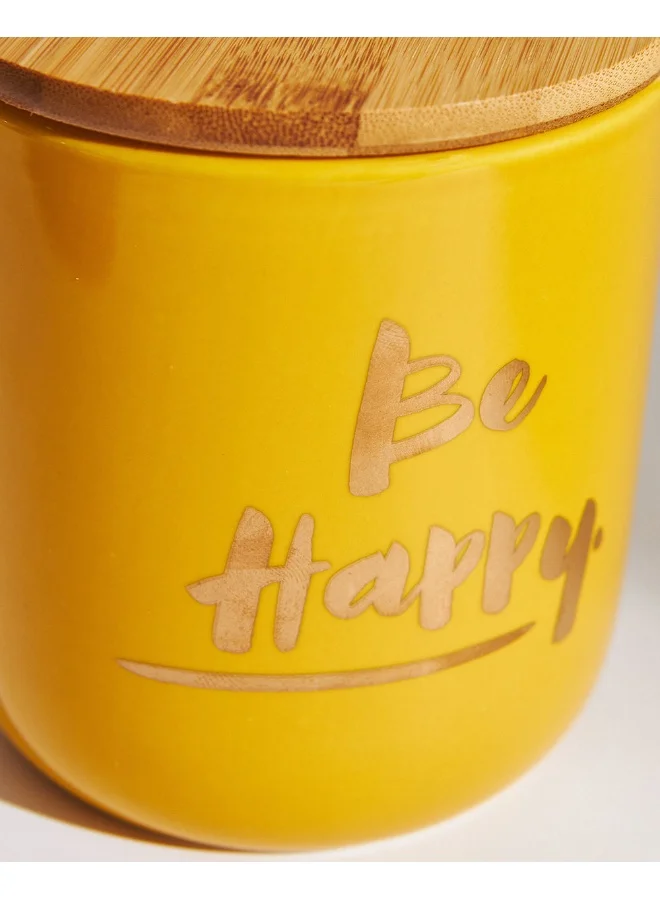 Chumbak Good Vibes Ceramic Jar - Yellow