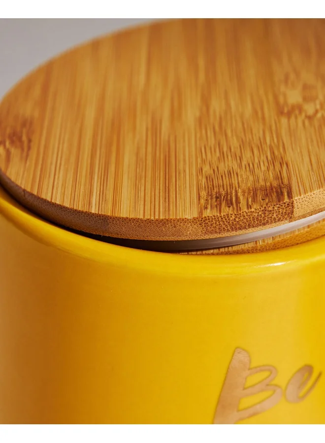 Chumbak Good Vibes Ceramic Jar - Yellow