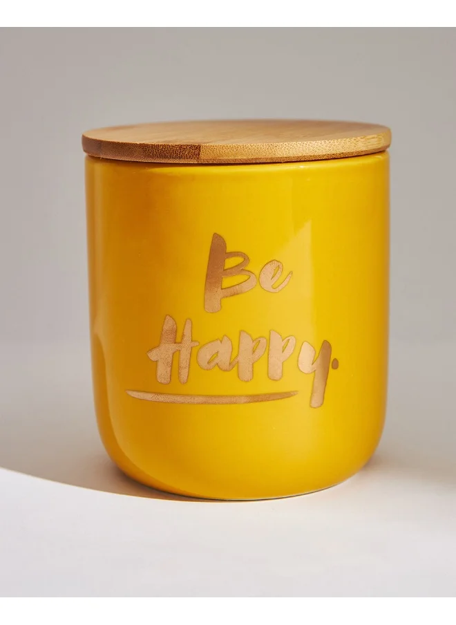 Chumbak Good Vibes Ceramic Jar - Yellow