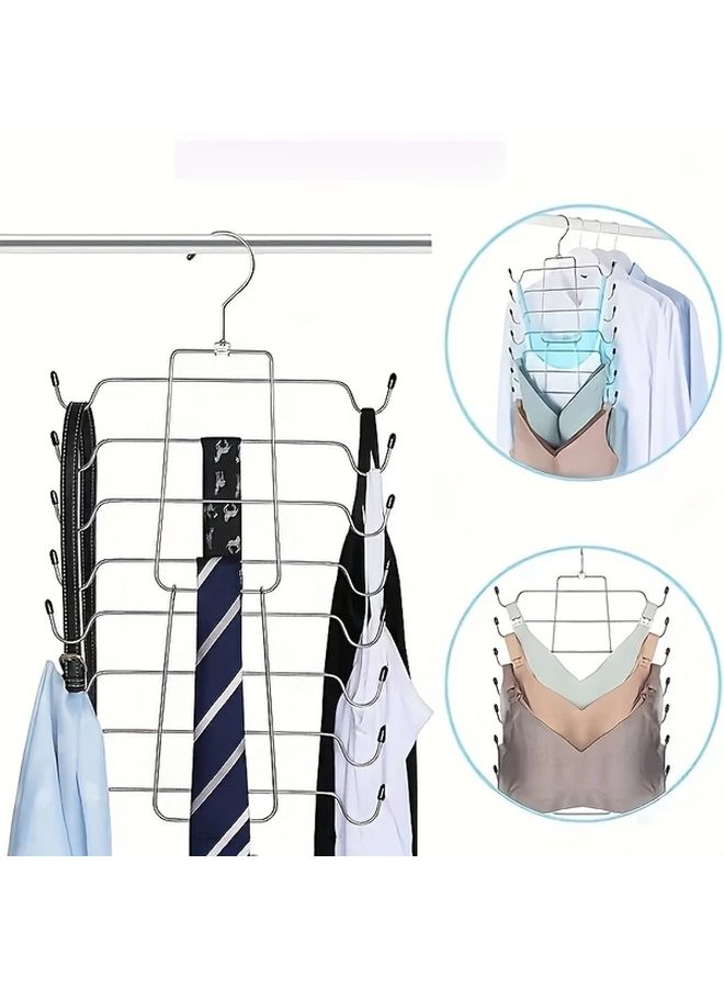 8 Layer Stainless Steel Folding Hanger for Belts Bras Clothes Space Saving Storage - Image 1