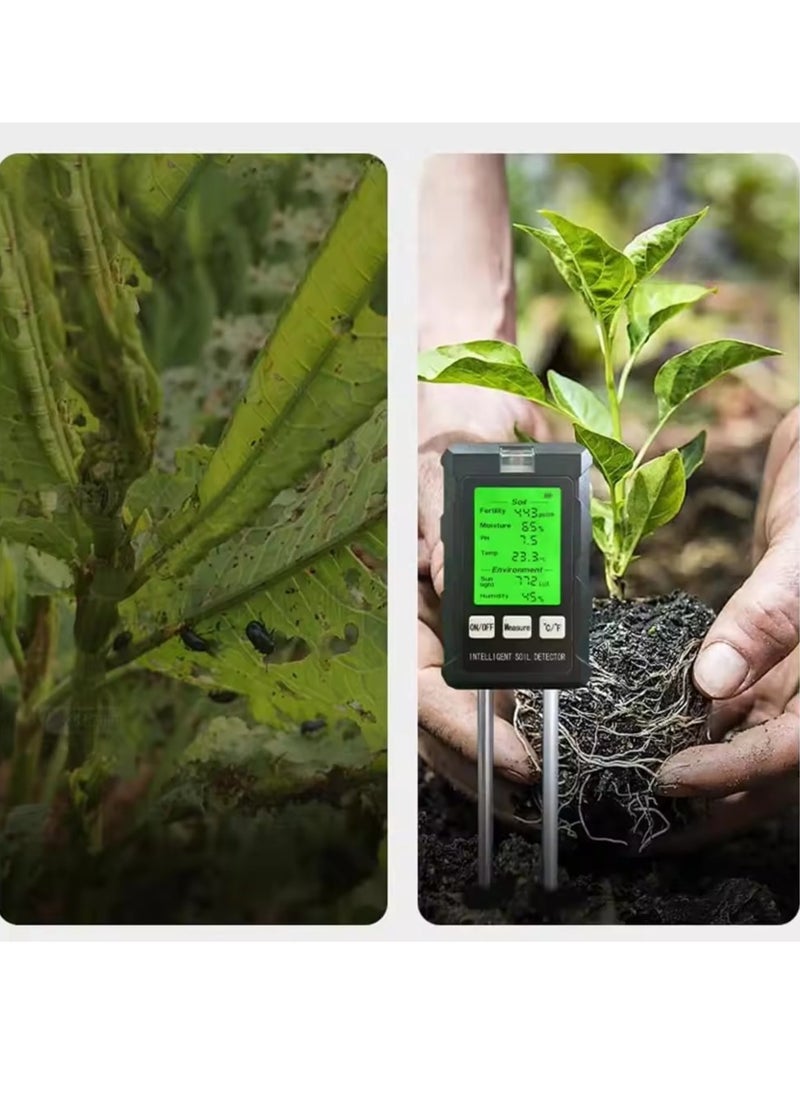 EVEREEN - 6-in-1 Soil Tester Meter with LCD Display - Battery Powered Gardening Tool for pH, Light, Moisture, Fertility, Temperature, and Air Humidity - No Battery Included, Operating Voltage ≤36V, pH Range 2 - Image 1