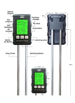 EVEREEN 6-in-1 Soil Tester Meter with LCD Display - Battery Powered Gardening Tool for pH, Light, Moisture, Fertility, Temperature, and Air Humidity - No Battery Included, Operating Voltage ≤36V, pH Range 2  - Image 3