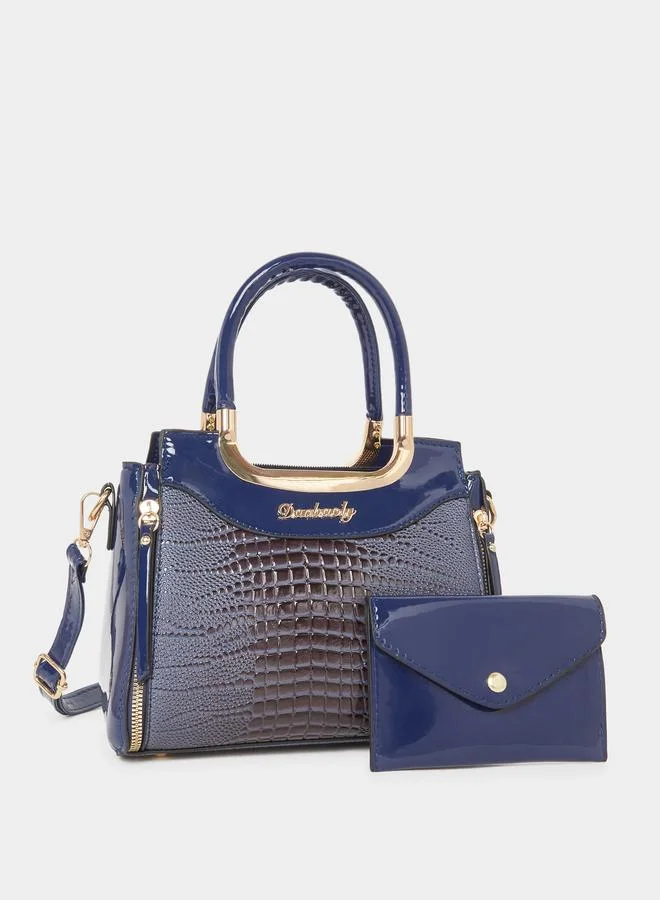 تايك تو Take Two Croc Skin Dual Handles Handbag