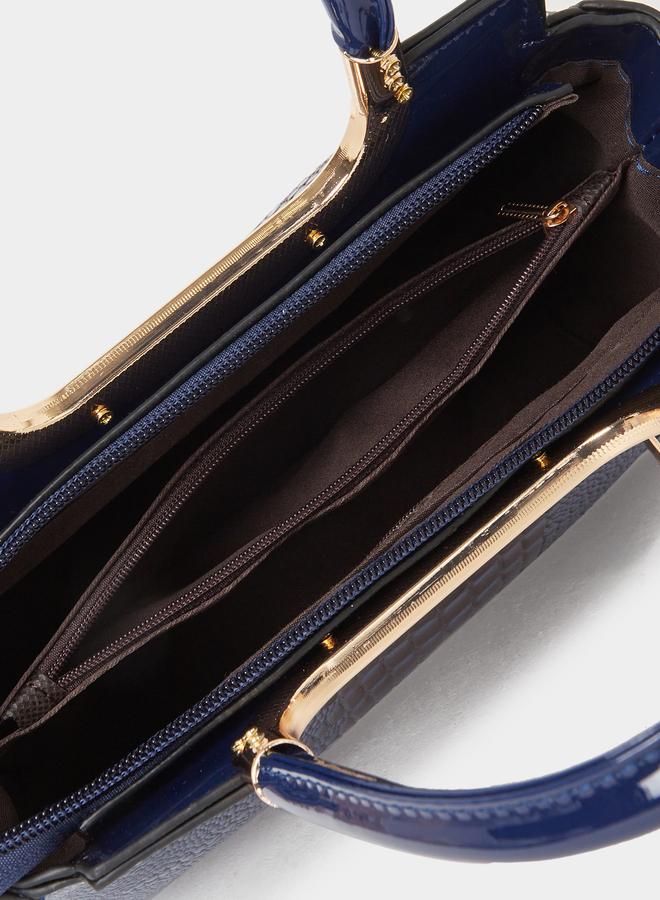 Styli Croc Skin Dual Handles Handbag - Image 5