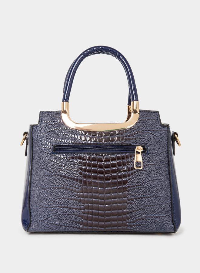 Styli Croc Skin Dual Handles Handbag - Image 3