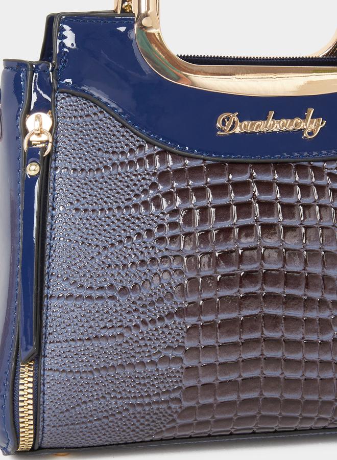 Styli Croc Skin Dual Handles Handbag - Image 4