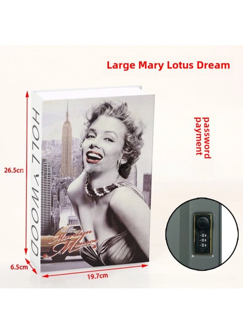 Large Single-color Imitation Book Safe English Dictionary Money Box Book Safe Key Style Simulation Storage Box-Color:Marilyn Monroe-Dimensions:Medium Key 240*155*55mm