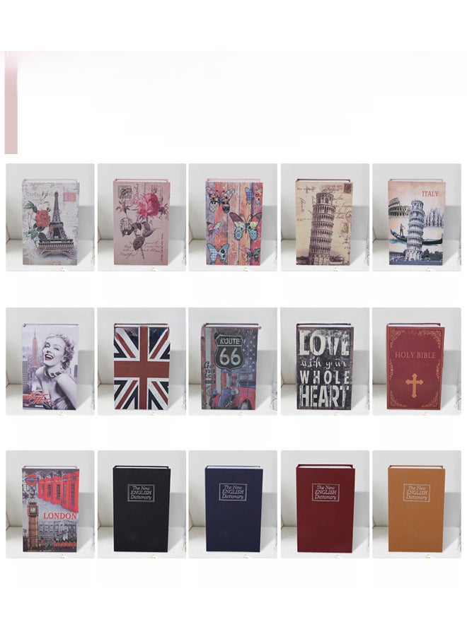 Large Single-color Imitation Book Safe English Dictionary Money Box Book Safe Key Style Simulation Storage Box-Color:Marilyn Monroe-Dimensions:Medium Key 240*155*55mm