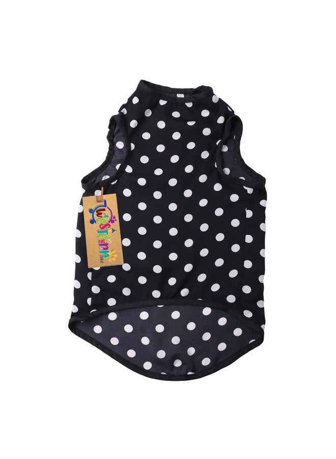Western Era Funky Soft Cotton Dog T-Shirt | Comfortable & Breathable Dog Clothing | Sleeveless Vest Puppy Outfit |(Polka Black) (Medium) (18Inches) - Image 5