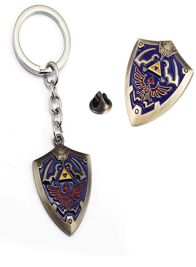 DoubleChin Hylian Shield Pin and Keychain Set - Hylian Shield Pin - Hylian Shield Keychain - Image 1