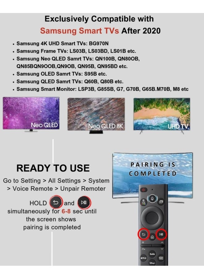 Harse Universal Voice Remote Control for Samsung QLED 4K/8K Smart TVs, Compatible with Q60A, Q70A, QN90A – Model BN59-01385A (No Solar Version) - Image 5