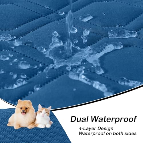 hyha Waterproof Dog Bed Blanket Soft Pet Blankets Waterproof Couch Cover for Dogs Reversible Sofa Covers Washable for Furniture 52x82 Inch Navy BlueBlue - Image 3